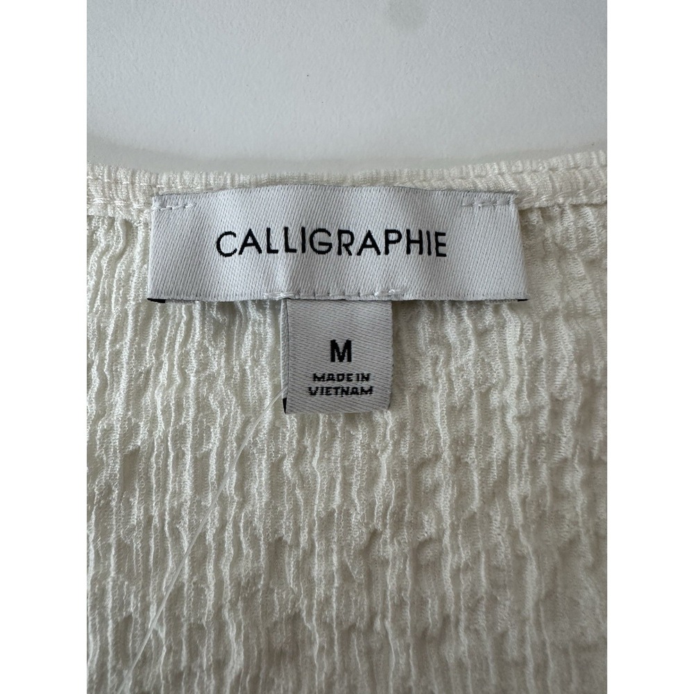 Calligraphie By Anthropologie Top Women's Medium‎ Balloon Sleeve Elastic Waist - Picture 4 of 10